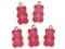 5 20mm Strawberry Pink Gummy Bear Charms - Resin Pendants with Platinum Colored Loops